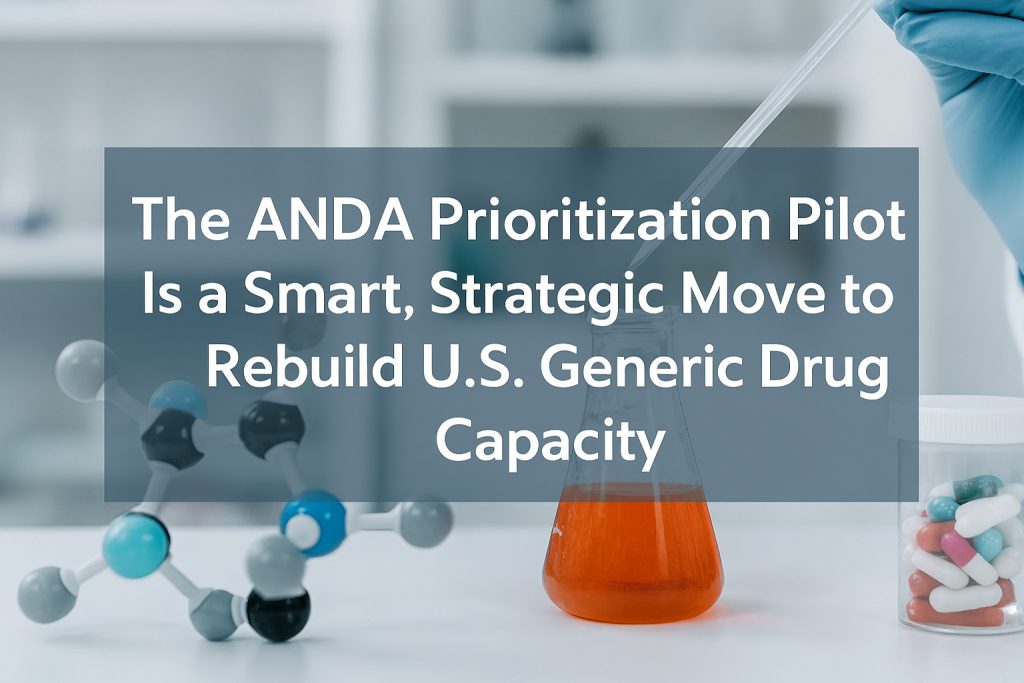 The ANDA Prioritization Pilot Is a Smart, Strategic Move to Rebuild U.S. Generic Drug Manufacturing Capacity